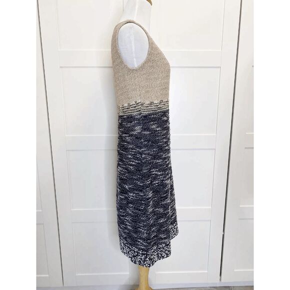 St John Couture Boucle Knit Sleeveless Dress Brown Black 4 Color Block - Picture 2 of 6